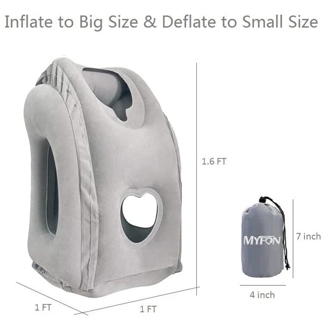 Inflatable Air Travel Pillow Support Kit Airplane Office Rest Neck Head Comfo... 3