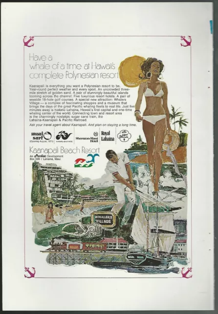 1971 KAANAPALI Beach Resort advertisement, Maui Hawaii Kaiulani