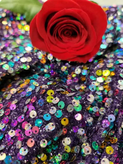 18mm Large Glitter Sequin Fabric Sparkling Paillettes Mesh Material - 130cm  Wide