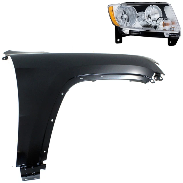 Kit Headlight Driving Head light Headlamp Passenger Right Side Hand for Jeep 11