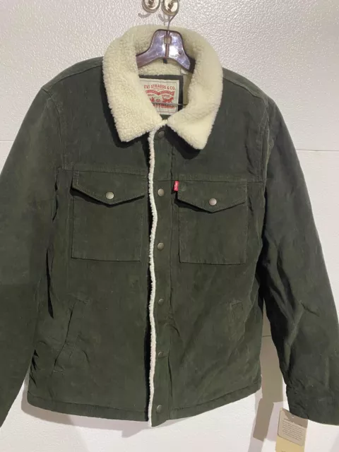 Levi’s Men’s Black Corduroy Sherpa Lined Trucker Jacket Size Medium New With Tag