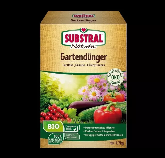 Substral Naturen Gartendünger Bio 1,7 kg NPK 6+3+3 Langzeitwirkung Obst Gemüse