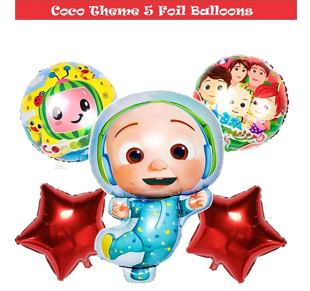 5 piece Cocomelon Foil balloon Set Kids Birthday Party Decoration- Blue