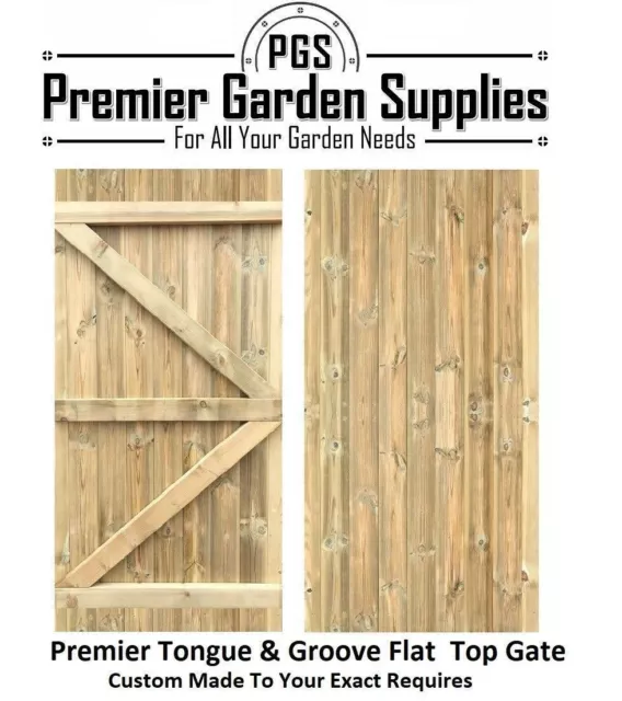 Bespoke Custom Made 2 Measure Tongue & Groove Semi-Braced Flat Top Garden Gate