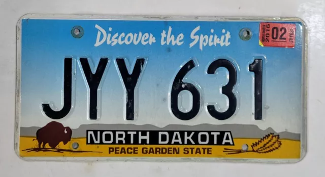 NORTH DAKOTA License Plate ~ JYY 631 ~🔥FREE SHIPPING🔥2016 EMBOSSED