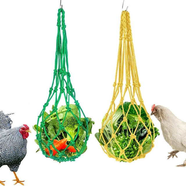 Chicken Vegetable Net Bag Poultry Fruit Holder Cabbage Feeder Treat Feed F~  YK