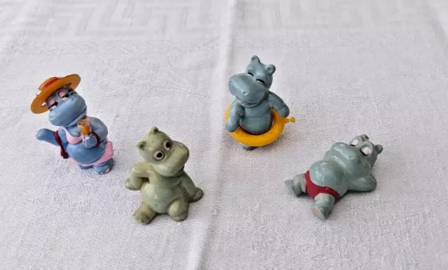 Ü-Eier Figuren, 4 St., Happy Hippos, alt, teils 1988, gebraucht