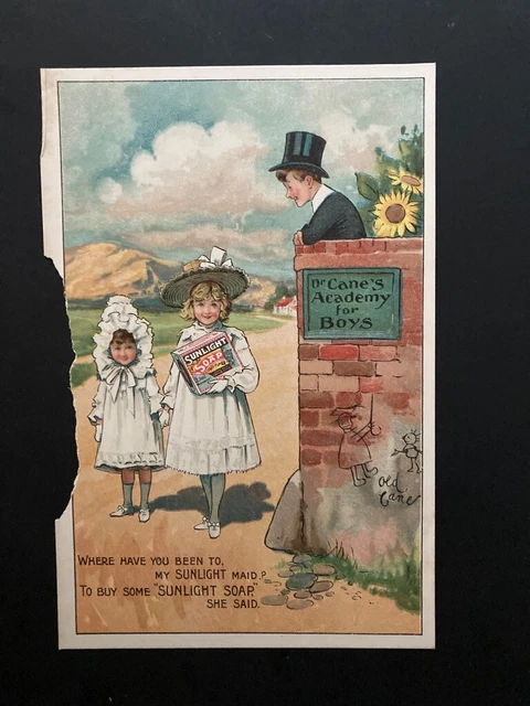 Victorian Sunlight Soap advertising leaflet Cane's Academy For Boys
