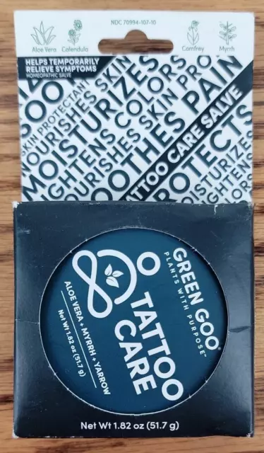 NEW Green Goo Tattoo Care Salve 1.82oz Exp 12/2023 Plant Based Ingredients