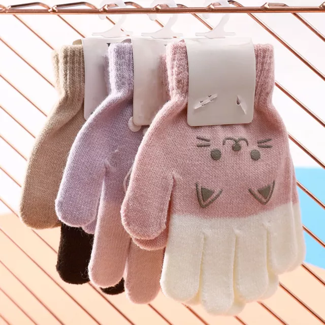 1 Pair Kids Gloves Stretchy Cold Resistant Windproof Winter Girls Boys Gloves