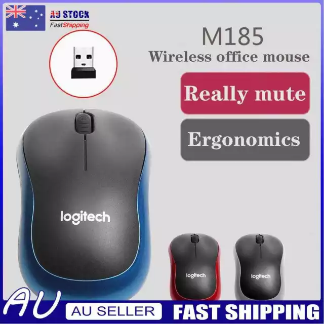 Logitech M185 Wireless Optical Mouse + USB Receiver Fit Compact PC Laptop Mouse