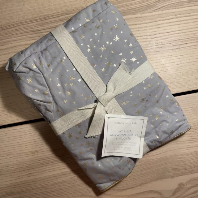 NWT Pottery Barn Kids Gray Gold Star My First Anywhere Chair Slipcover