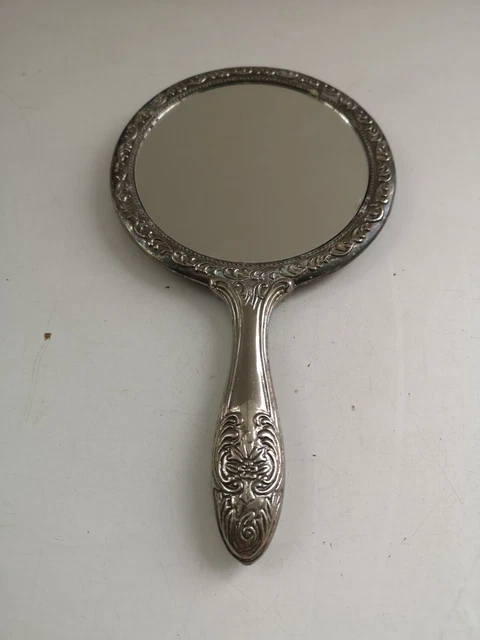 Vintage Heavy Silver Plated Decorative Vanity Mirror
