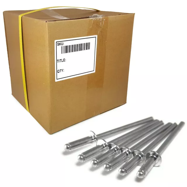 Aluminum Pop Rivets 6-2, 3/16 x 1/8 Grip Blind Rivet Bulk Box - 5,000 pieces