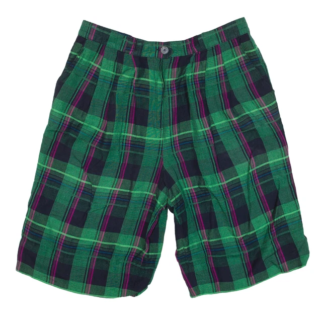 YARELL Pantaloncini Casual Verde Rilassati Check Donna UK 16 W30