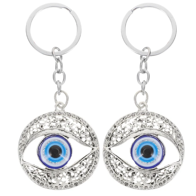 Car Key Holder with Evil Eye Keychain (2pcs)