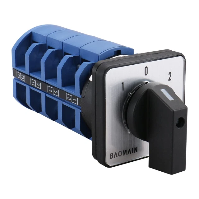 Interruttore Selettore Rotativo SZW26-20/2GS - 2 Posizioni, 20A, AC660V, 8 Terminali