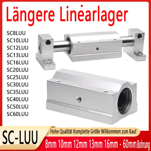 Längere Linearlager Linearwagen Linearschlitten SCS08 - 60LUU für 8 - 60mm Welle