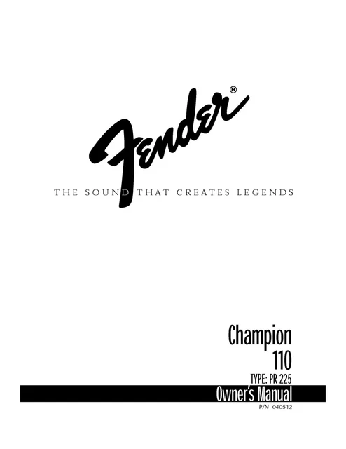 Bedienungsanleitung-Operating Instructions Guitar Amplifier Fender Champion 110