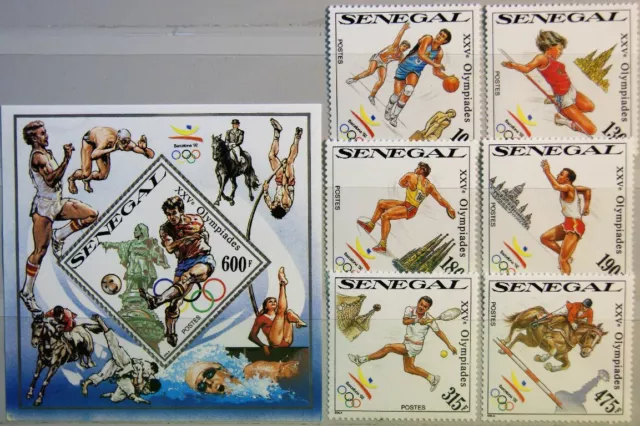 SENEGAL 1990 1065-70 Block 50 A 863-869 Summer Olympics 1992 Barcelona MNH