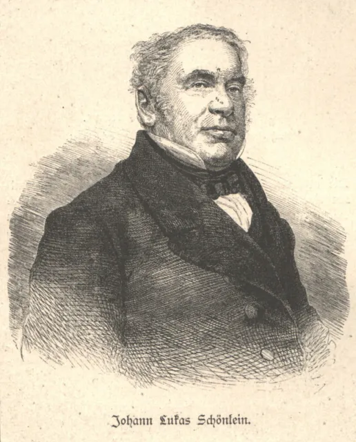 Porträt"Johann Lukas Schönlein"Deutscher Mediziner,Internist Orig.Holzstich 1893