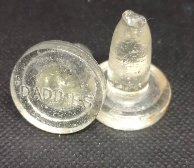 2 Daddies Branded Vintage Glass Bottle Stoppers Top Clear Glass. UK Shop.J25