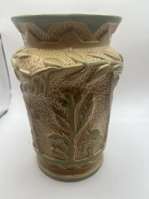 Burleigh Ware Deer in Forest Art Deco Vase Pattern 204. Embossed Pattern 22cm 3