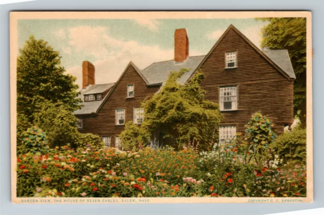 Salem MA-Massachusetts, House Of Seven Gables, Garden View Vintage Postcard