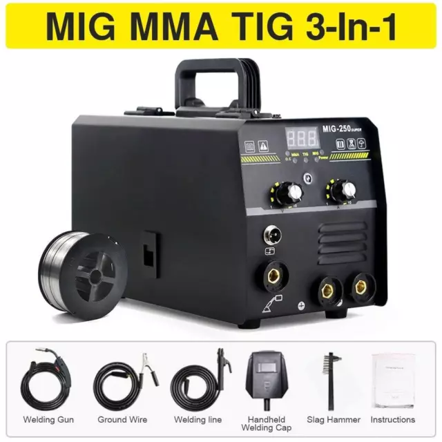 3 in 1 Mig Mma Tig Non Gas Welding Machine 250 Super 220v Welding Equipment Inte