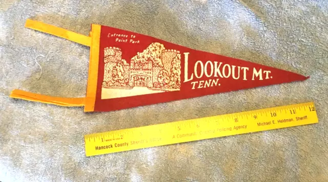 Vintage LOOKOOUT MTN., TENNESSEE 12 Inch Felt Pennant, good used condition