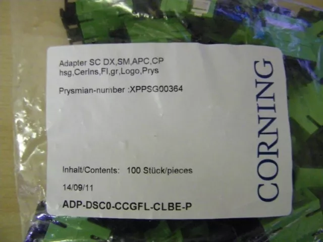 Corning ADP-DSC0-CCGFL-CLBE-P Sc/Sc APC Fiber Optic Coupling 5 Piece 2