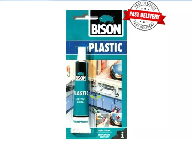 1 x Bison Rigid Hard Plastics Repair Glue Adhesive Super Strong Bonding 25ml