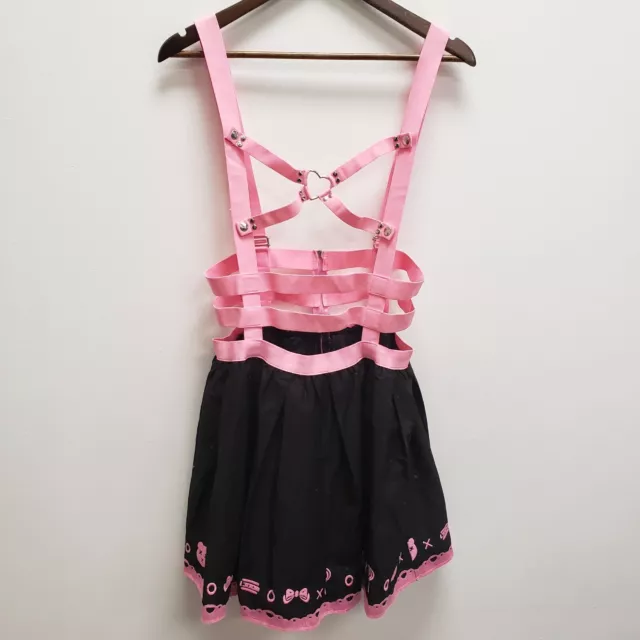 Little For Big Womens Strappy Mini Dress Size L Black Pink Sleeveless Zip Heart