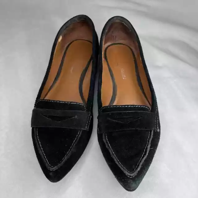 Franco Sarto Artist Collection Joella Pointed Toe Flats Black Suede Leather