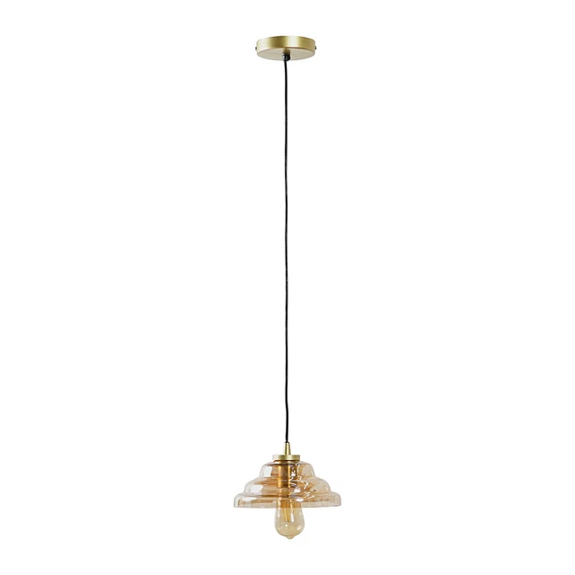 Lustre Amber Glass Ceiling Light Fitting Antique Brass Hanging Pendant LED Bulb