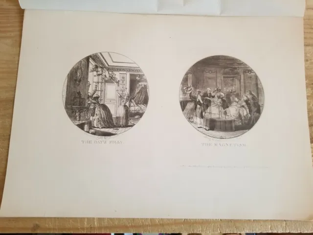 17.5" x 12.5" VTG ETCHING DOUBLE PRINT.DAYS FOLLY-SERGENT/MAGNETISM-GUYOT