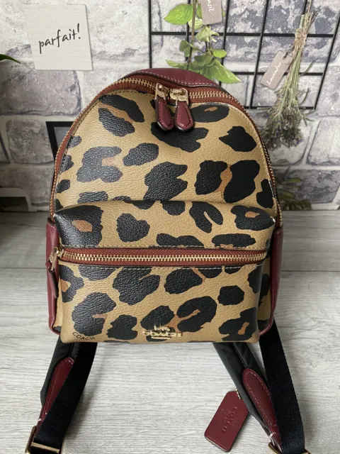 Coach Mini Charlie Backpack with Checker Heart Print in Signature