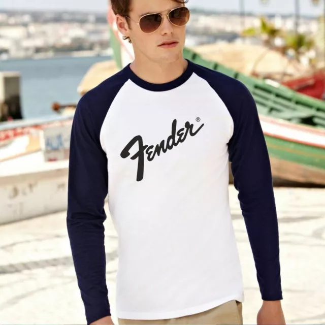 Fender Guitar Long Sleeve Baseball T-Shirt Stratocaster Guitars Music Guitarist