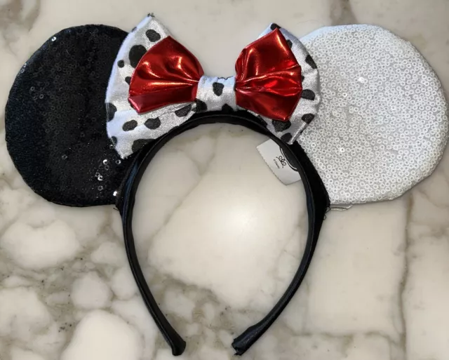 Disney Villains Cruella de Ville Sequin Headband Ears 101 DALMATIONS Minnie