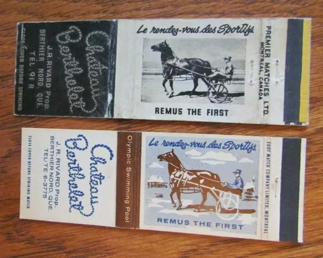 Horse Racing Sports Matchbook Covers: Chateau Berthelet (Berthier, Quebec) -E13
