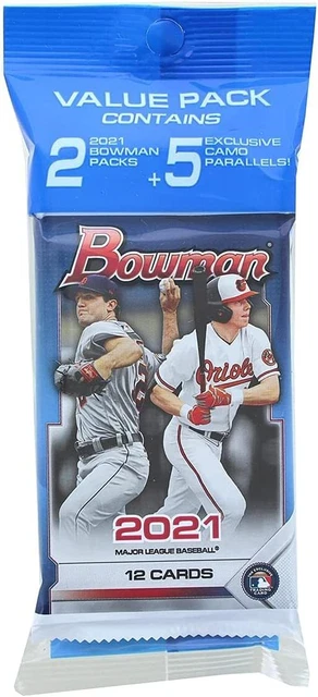 2021 Bowman MLB Baseball VALUE pack (TWO 12-card packs & ONE exclusive 5-card pa