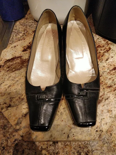 Vintage Black Leather Court Shoes By Lotus Size  5.5,Please Read Description