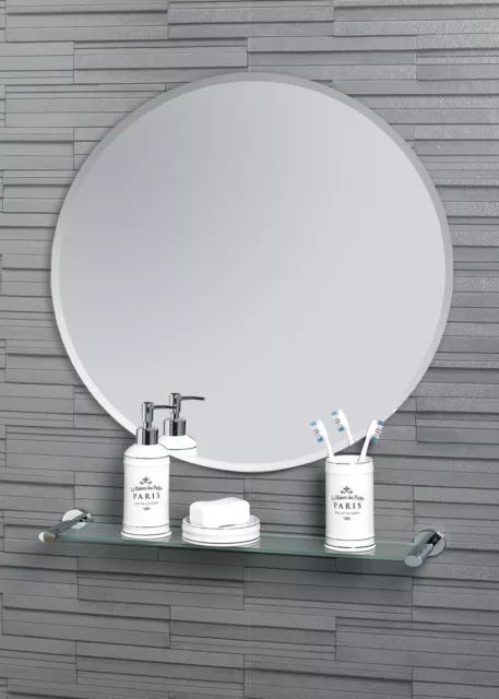 Round Bathroom Mirror Bevelled Edge Wall Frameless 45cm or 60cm dia Fitzrovia