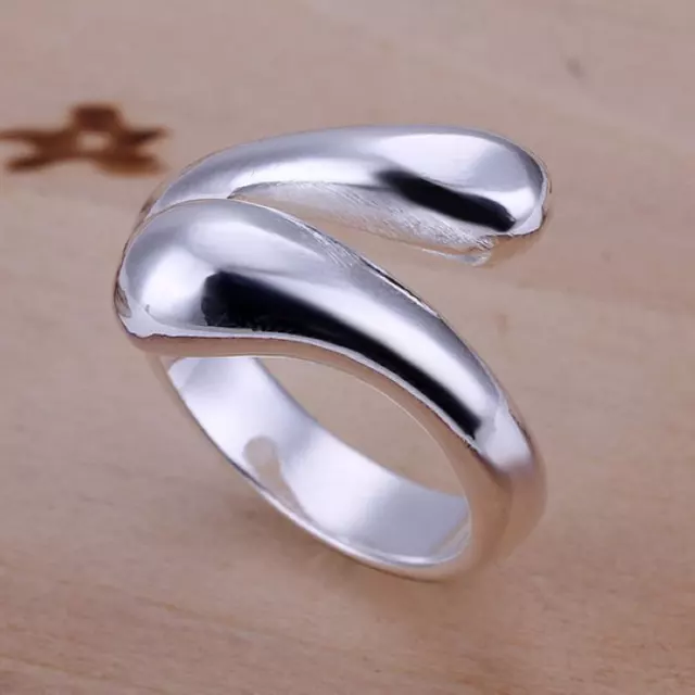 925 beautiful Fashion adjustable silver Pretty cute drop open Ring R12