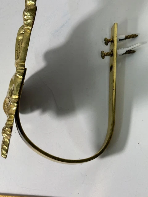 VTG BRASS Curtain Tiebacks 2 Solid Brass Rose Flower Tie Backs Holdbacks Set (1) 6