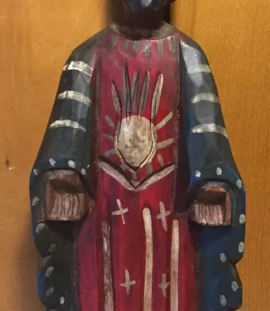 Antique Hand Carved Folk Art Wooden Hand Painted Jesus Christ Figure French 3