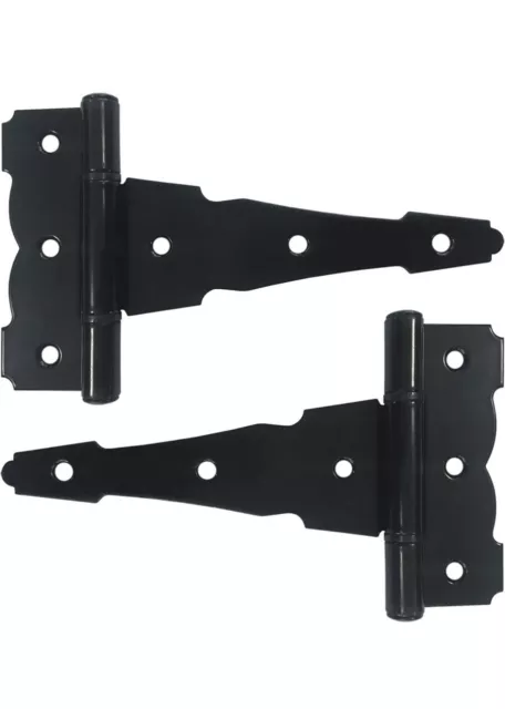 Heavy Duty Decorative Gate Kit - 6in Decorative Tee Hinges 2 Pack with Screws