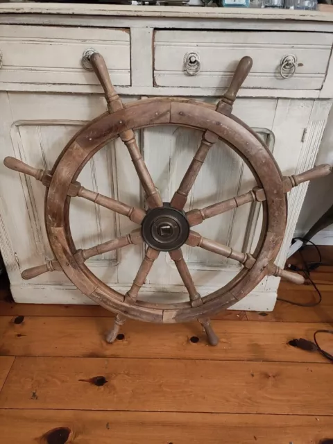 Vintage Maritime Nautical Boat Wooden Ship Wheel 36" Antique Steering Wheel Deco
