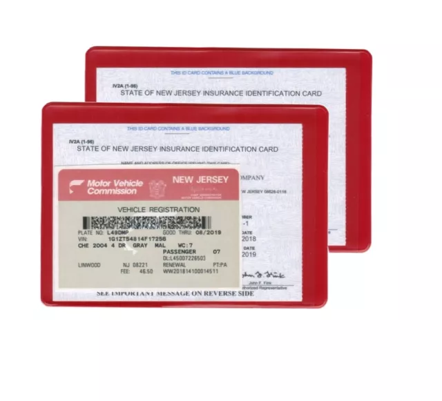 2 (two) Auto car Insurance Registration ID Card Holders Holder Red