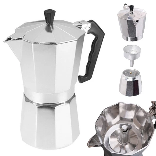 Moka Pot Caffettiera 6 Tazze – Alluminio Pressofuso – Macchina Espresso Italiana Per Fornelli (Rosso)